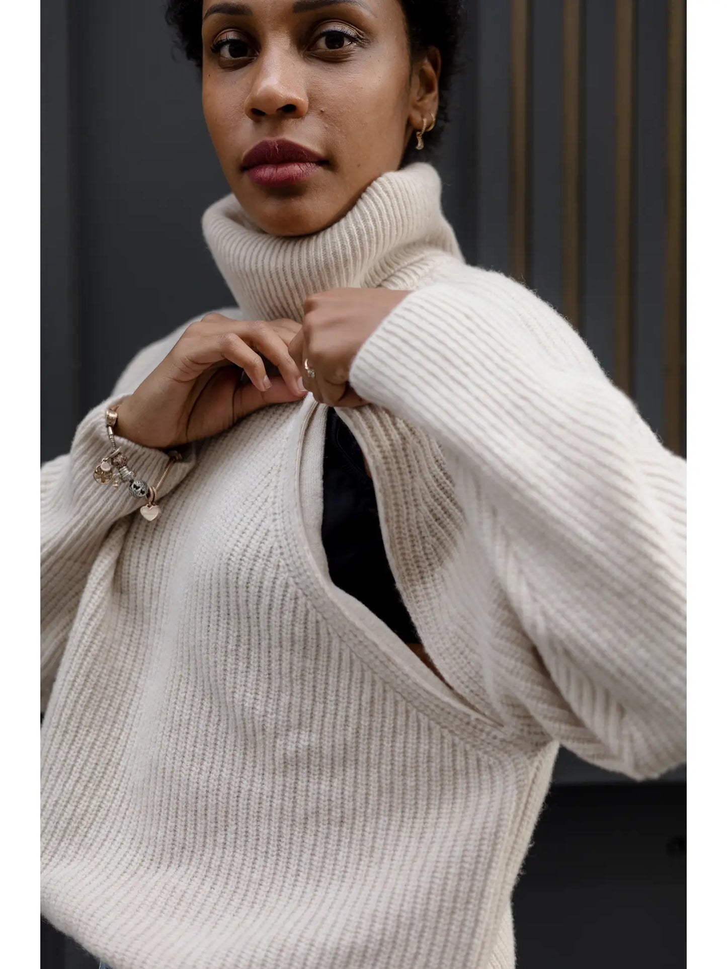 Turtle Neck Nursing-Friendly Sweater